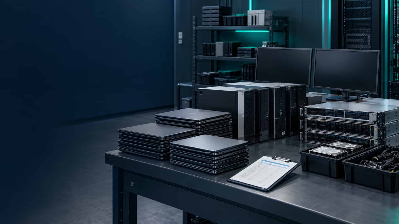 Business IT equipment organised for disposal assessment and quotation